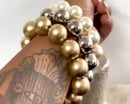 Pulseiras Trio de pulseiras em Esfera pérola, dourado e prata